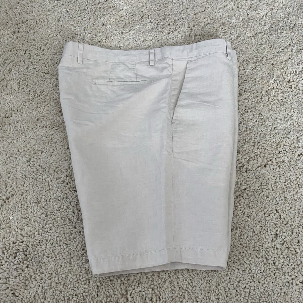 Murano Baird McNutt Shorts Mens 38 Beige Linen Blend Flat Front Bermuda